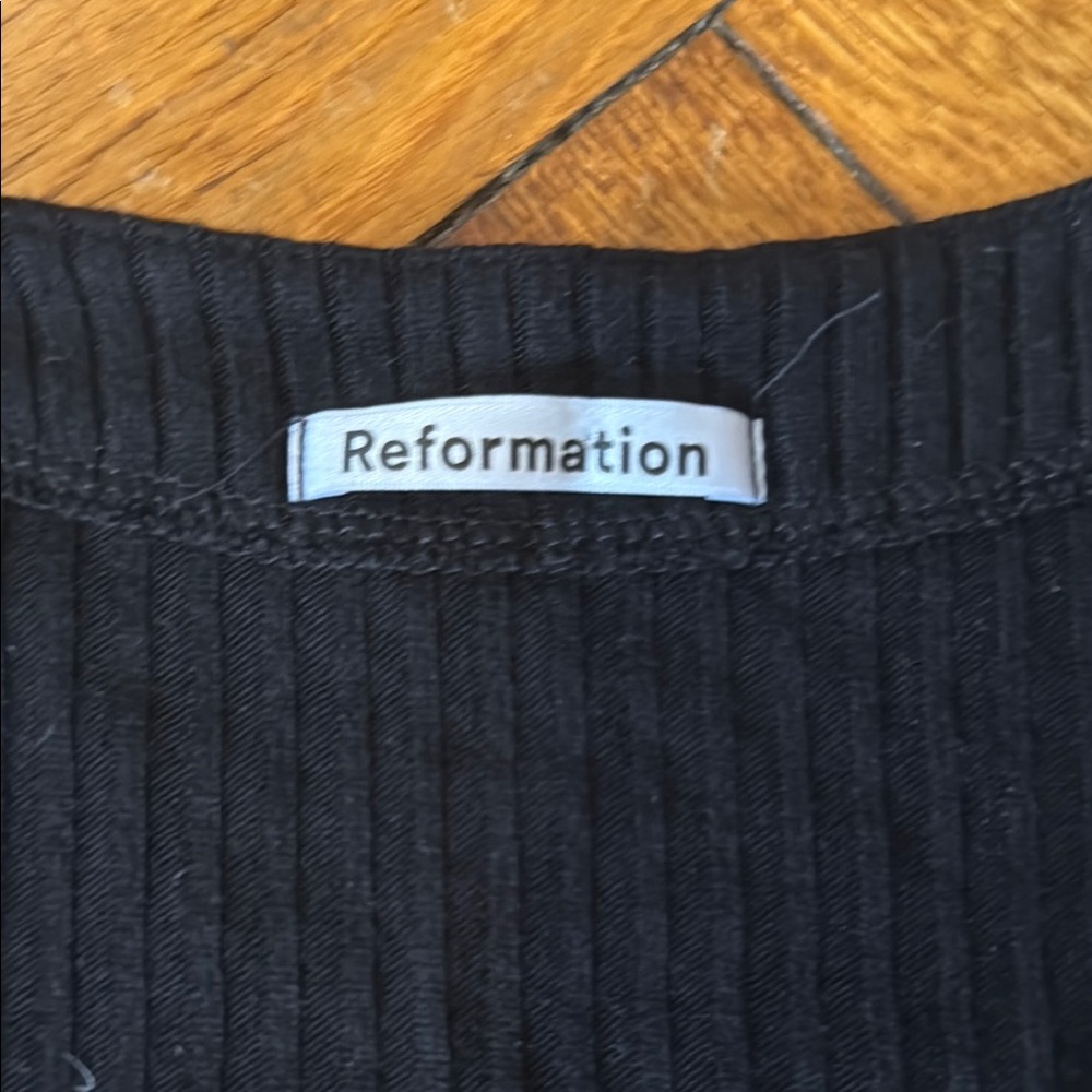 Black Ribbed Button-Up Top - image 2